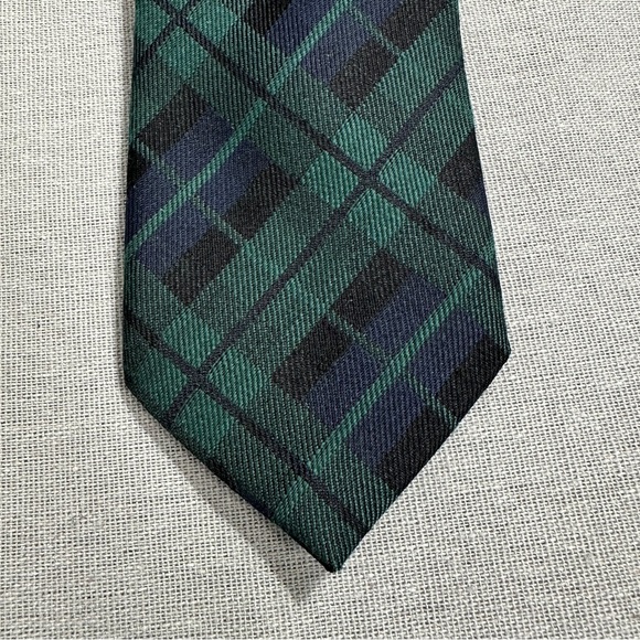 NWT Gant necktie, Blackwatch pattern in wool/silk, pine green colorway, plaid - Picture 4 of 8
